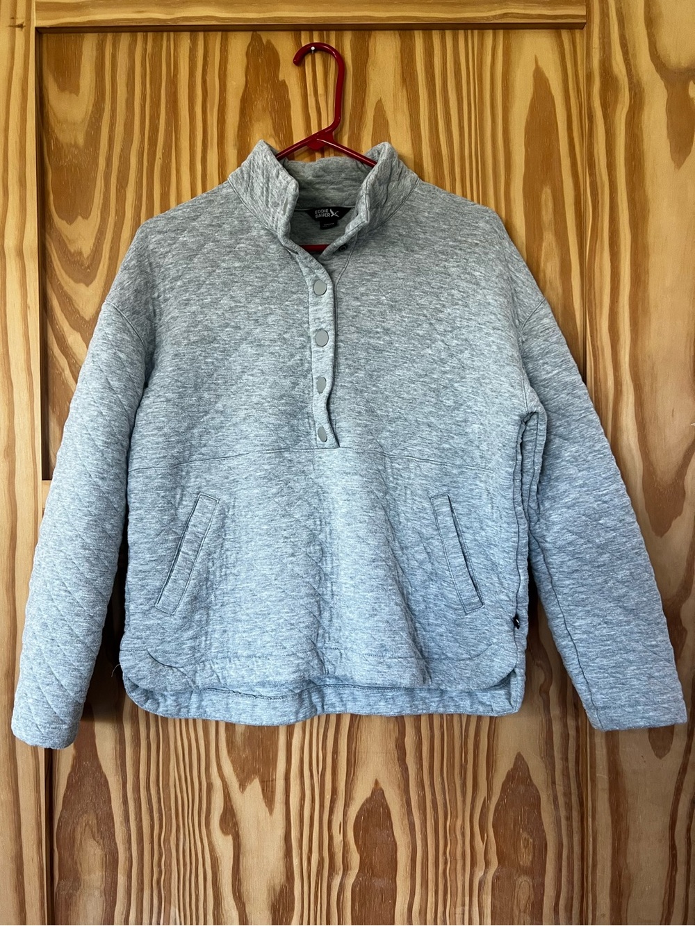 Eddie Bauer Light Gray Quilted Pullover